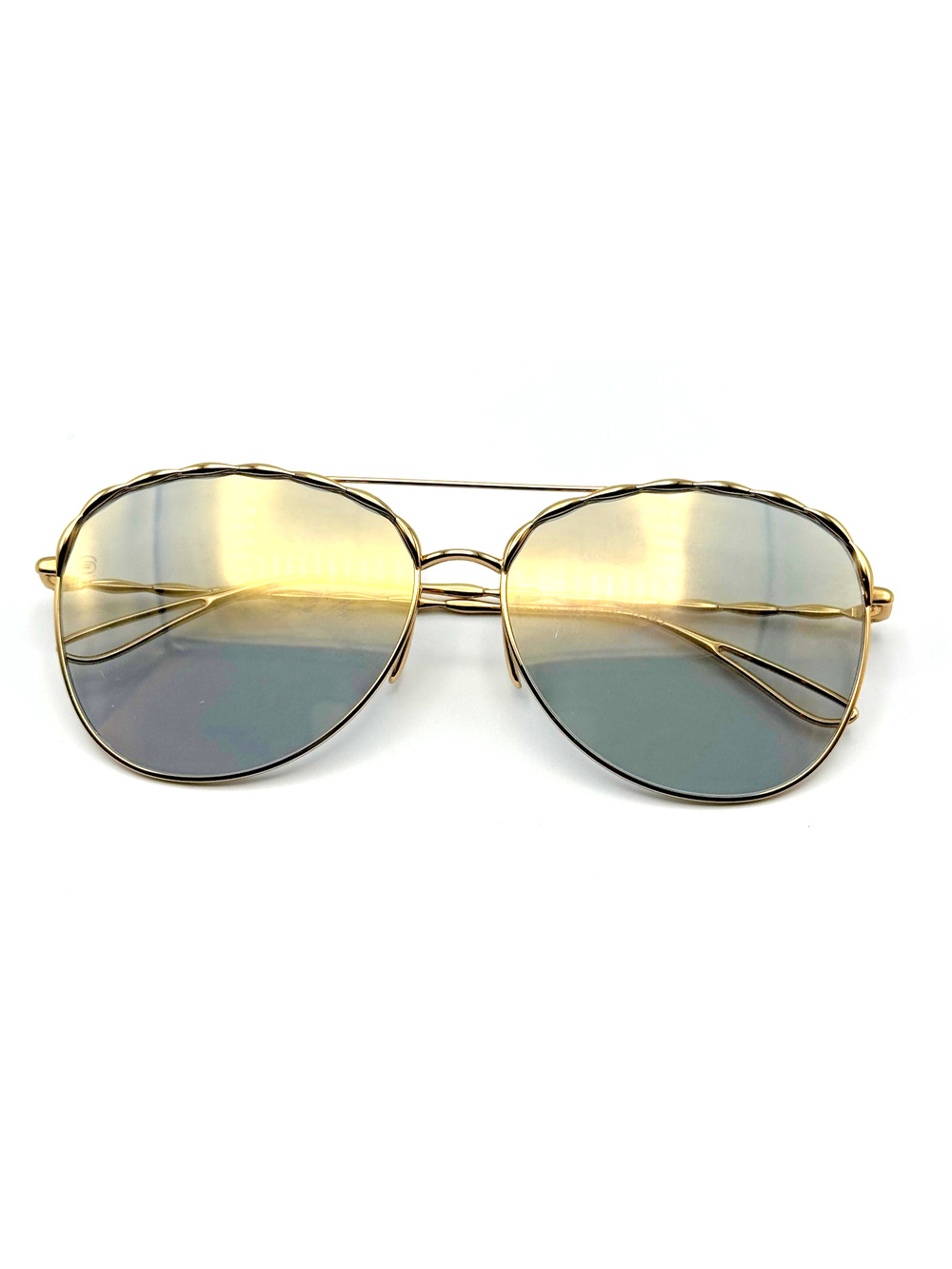 Elie Saab Sunglasses ES008 J5G JO Gold Aviator Frame Mirror Lens 59-14-140 New